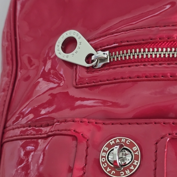 Marc Jacobs Tote Handbag Womens Enamel Pink Silver Hardware Logo Large - Picture 8 of 16